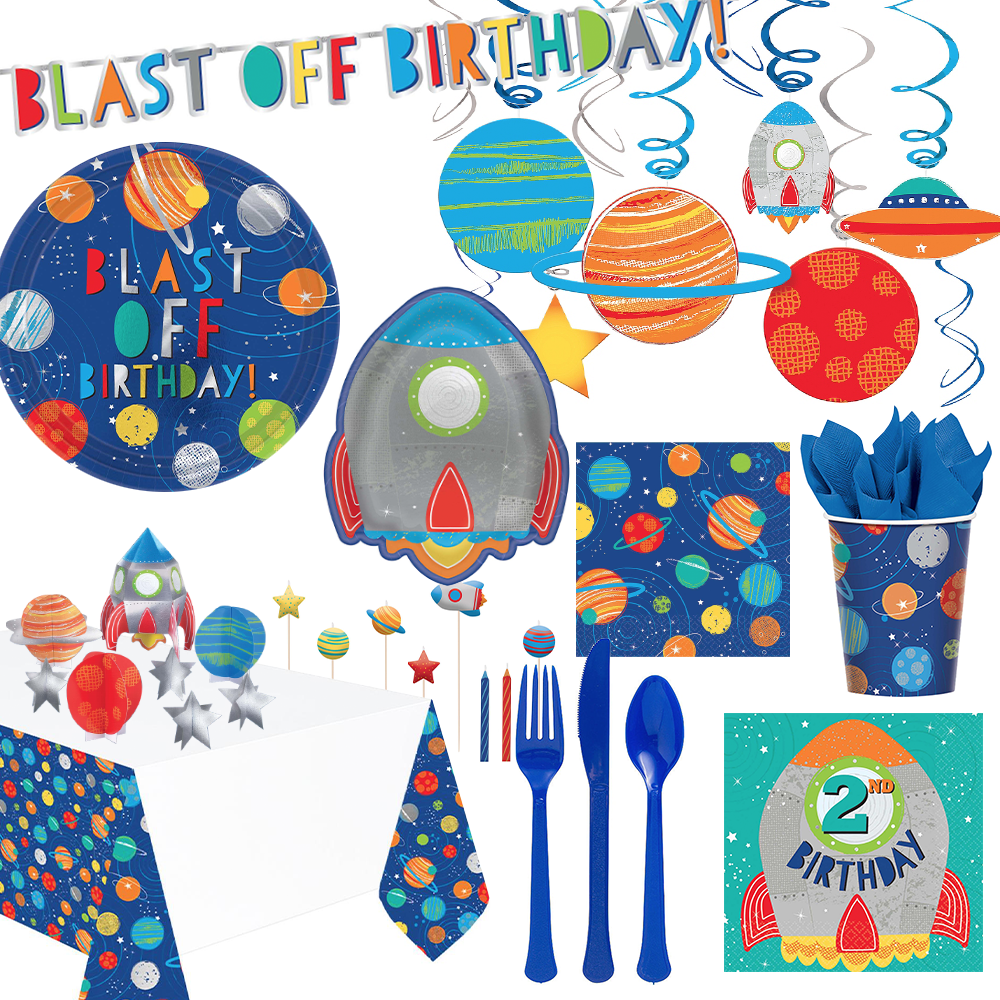 2nd Birthday Blast Off Party Kit For 16 People