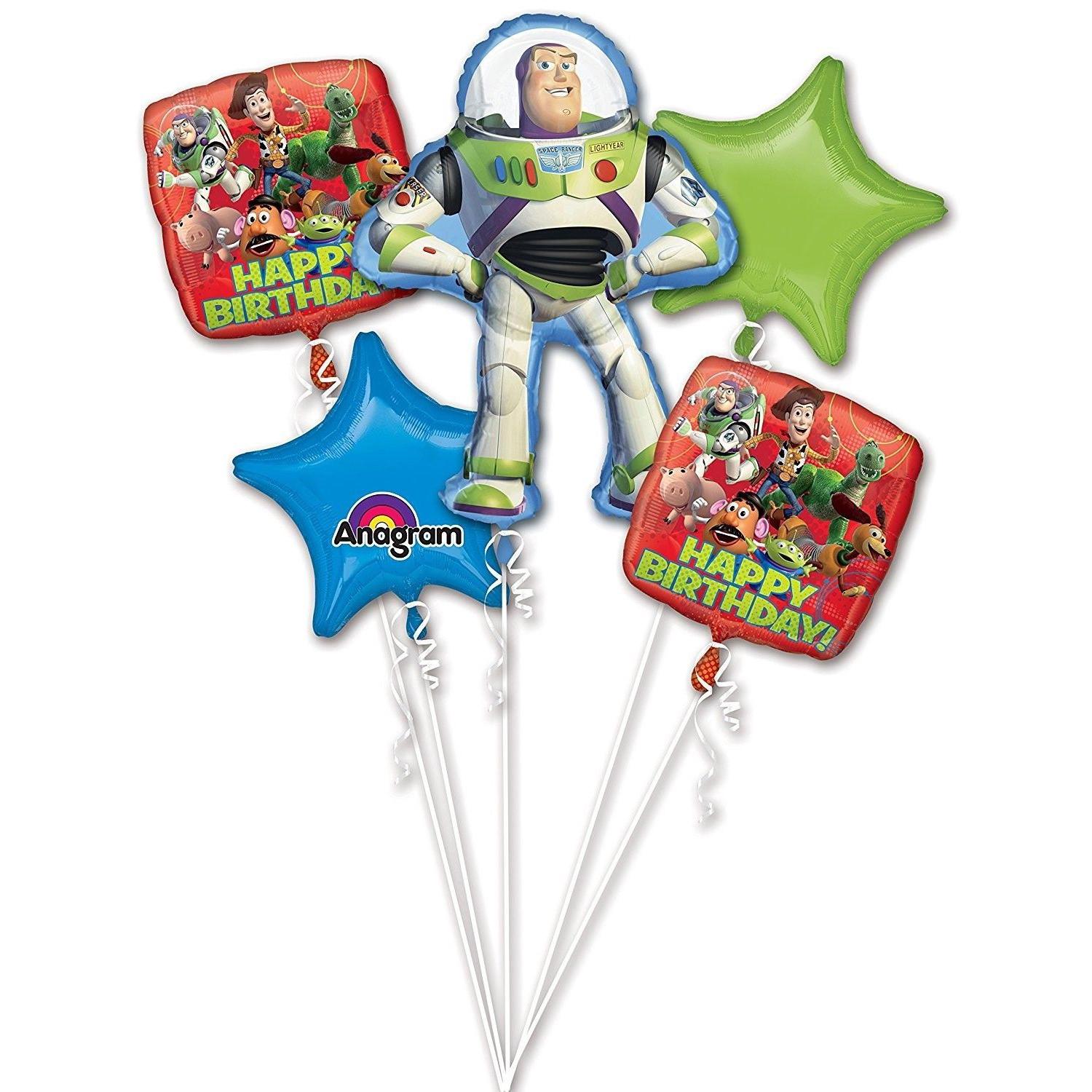 Toy Story Gang Birthday Balloon Bouquet 5pcs Balloons & Streamers - Party Centre