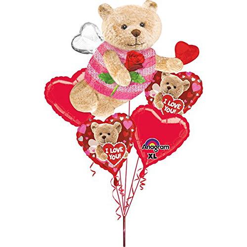 Valentine Bee Bear Balloon Bouquet 5pcs Balloons & Streamers - Party Centre