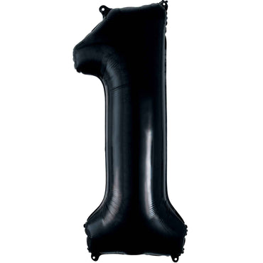 Black Number 1 Supershape Foil Balloon 33x86cm Balloons & Streamers - Party Centre