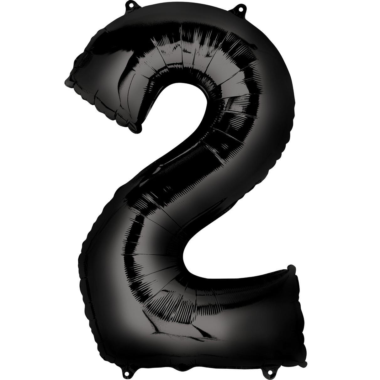 Number 2 Black SuperShape Balloon 20 x 36in Balloons & Streamers - Party Centre
