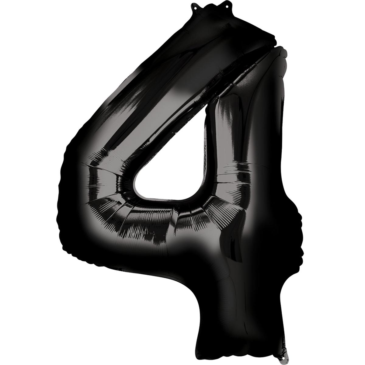 Number 4 Black SuperShape Foil Balloon 60x91cm Balloons & Streamers - Party Centre