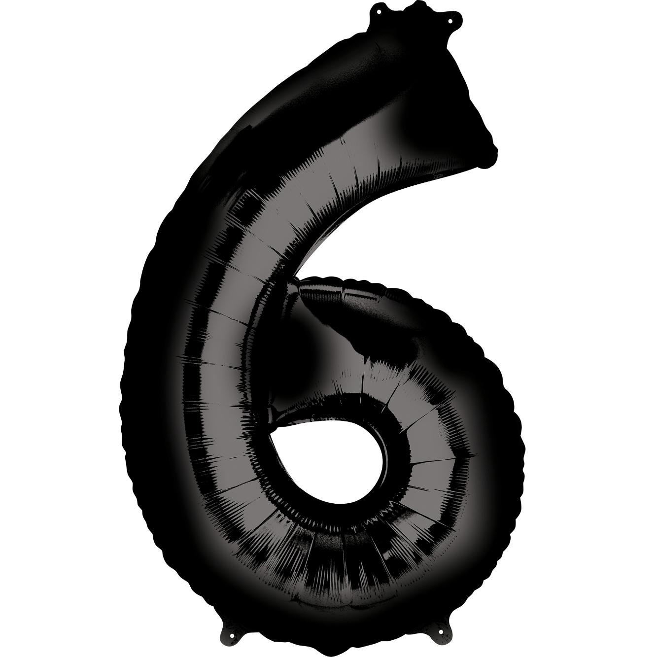 Number 6 Black SuperShape Balloon 22 x 35in Balloons & Streamers - Party Centre