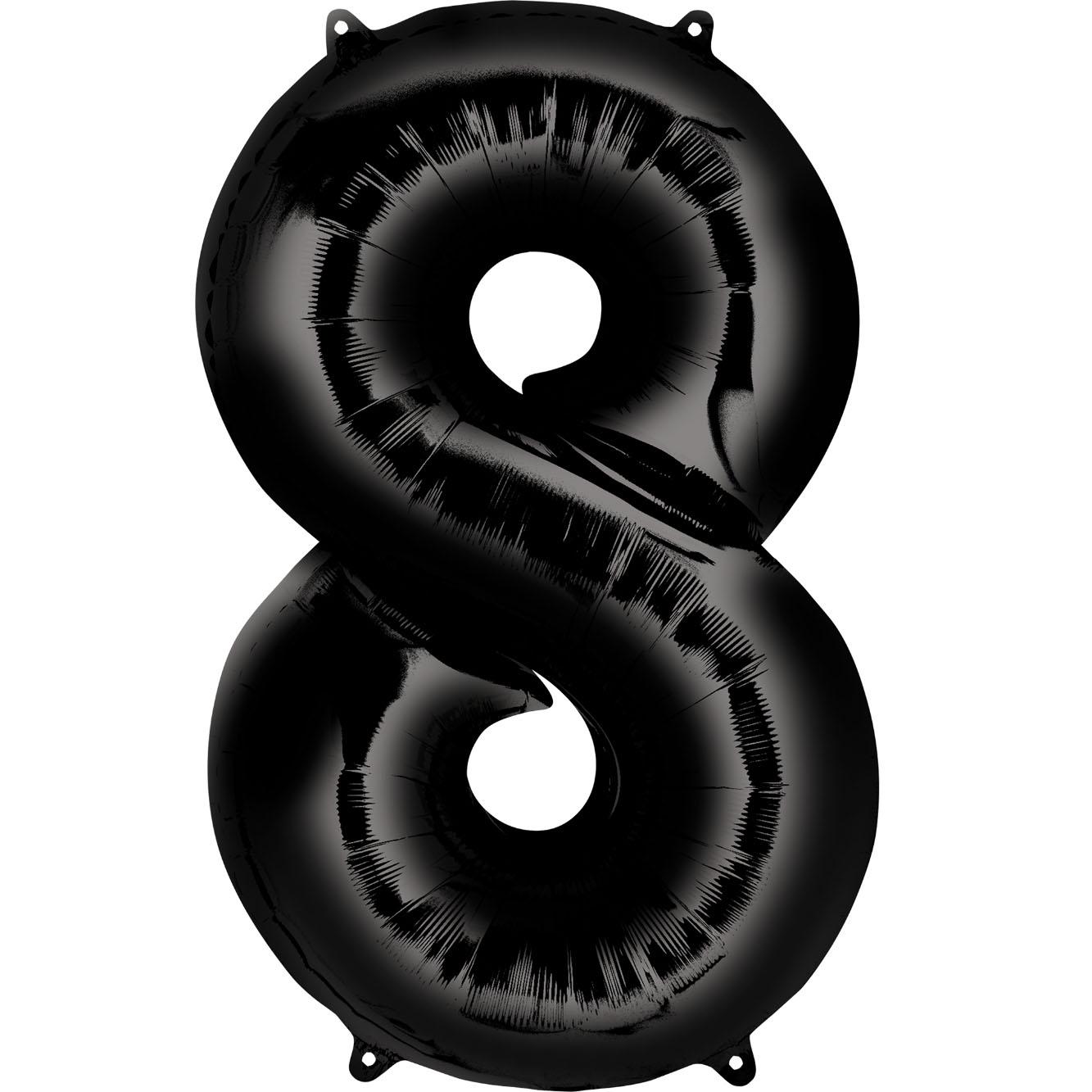 Number 8 Black SuperShape Balloon 53x86cm Balloons & Streamers - Party Centre