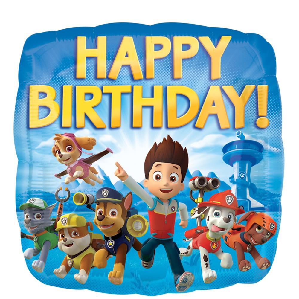 Paw Patrol Happy Birthday Square Balloon 18in Balloons & Streamers - Party Centre