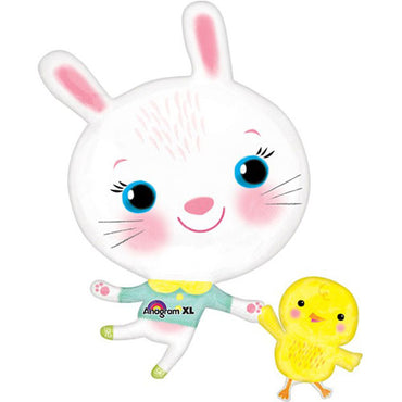 Easter Bunny & Chick SuperShape Foil Balloon 29in Balloons & Streamers - Party Centre