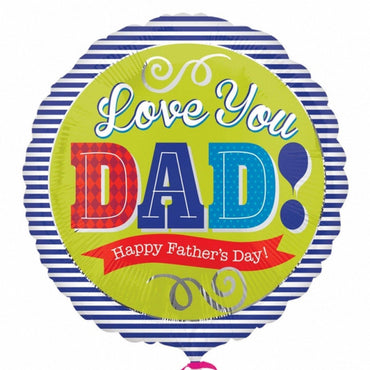 Dad Blue Stripes Foil Balloon 18in Balloons & Streamers - Party Centre