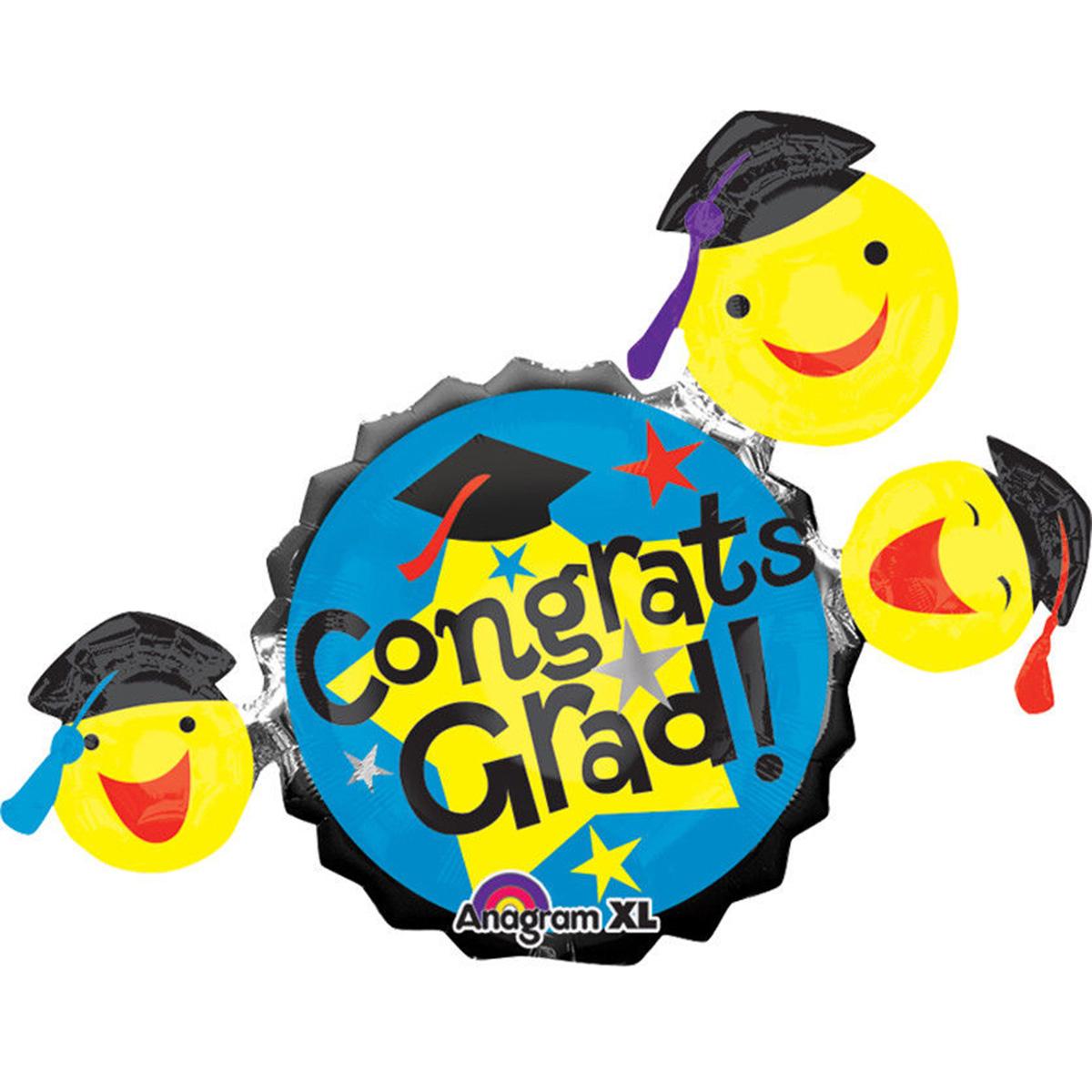 Grad Smiley Faces SuperShape Foil Balloon 35 x 28in Balloons & Streamers - Party Centre