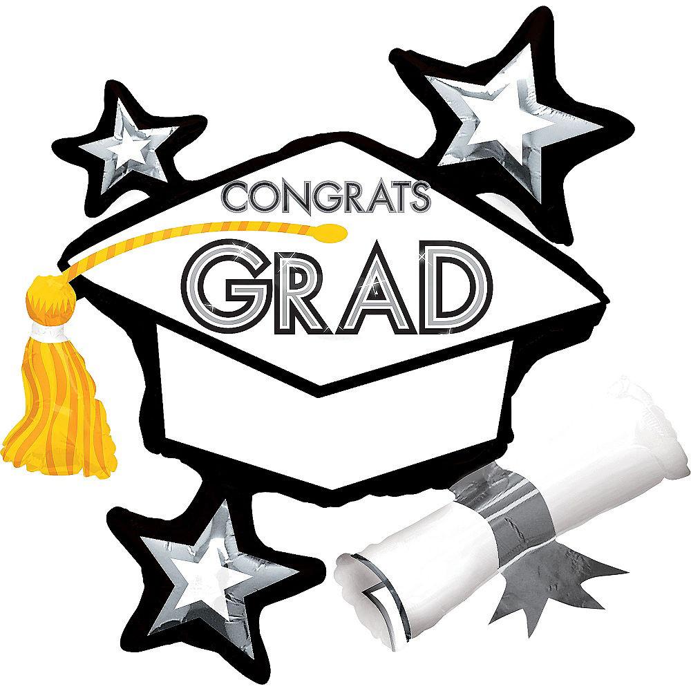 Congrats Grad White Cluster SuperShape Balloon 31 x 29 in Balloons & Streamers - Party Centre