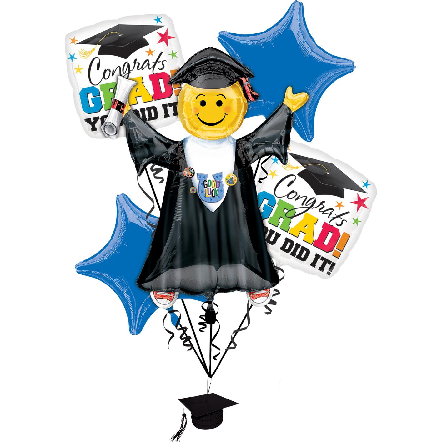 Bright Grad You Did It Balloon Bouquet 5pcs Balloons & Streamers - Party Centre