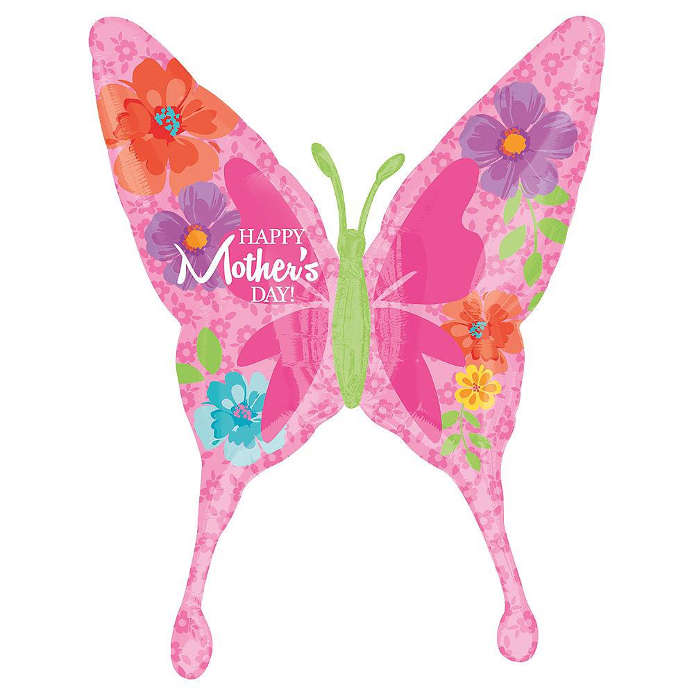 Mother's Day Floral Butterfly SuperShape Balloon 37in Balloons & Streamers - Party Centre