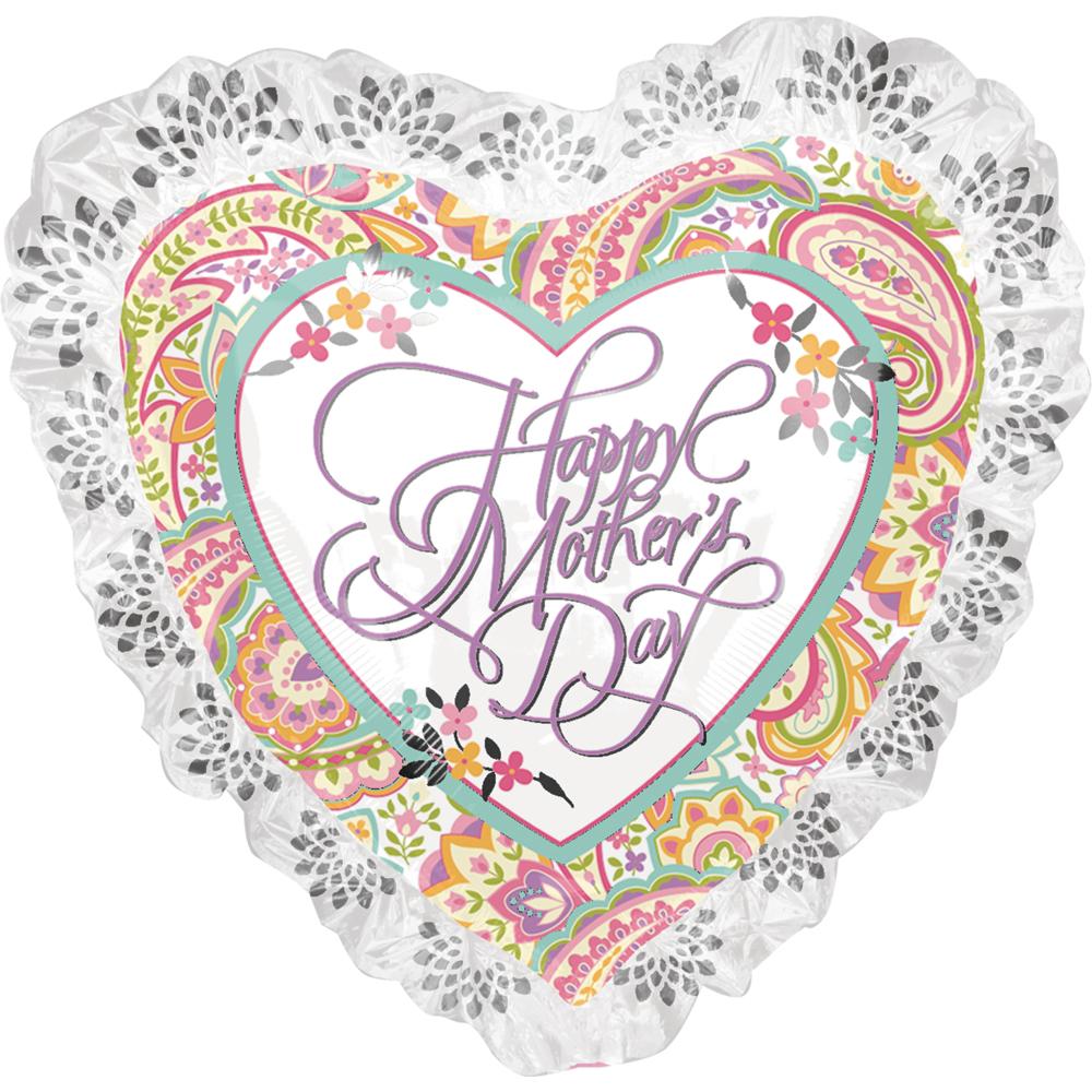 Mother's Day Paisley Heart Ruffle SuperShape Balloon 28in Balloons & Streamers - Party Centre