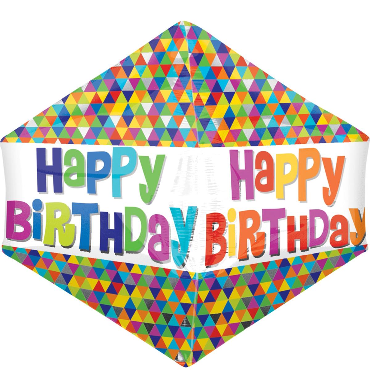 Happy Birthday Mod Geo UltraShape Anglez Balloon 17 x 21in Balloons & Streamers - Party Centre