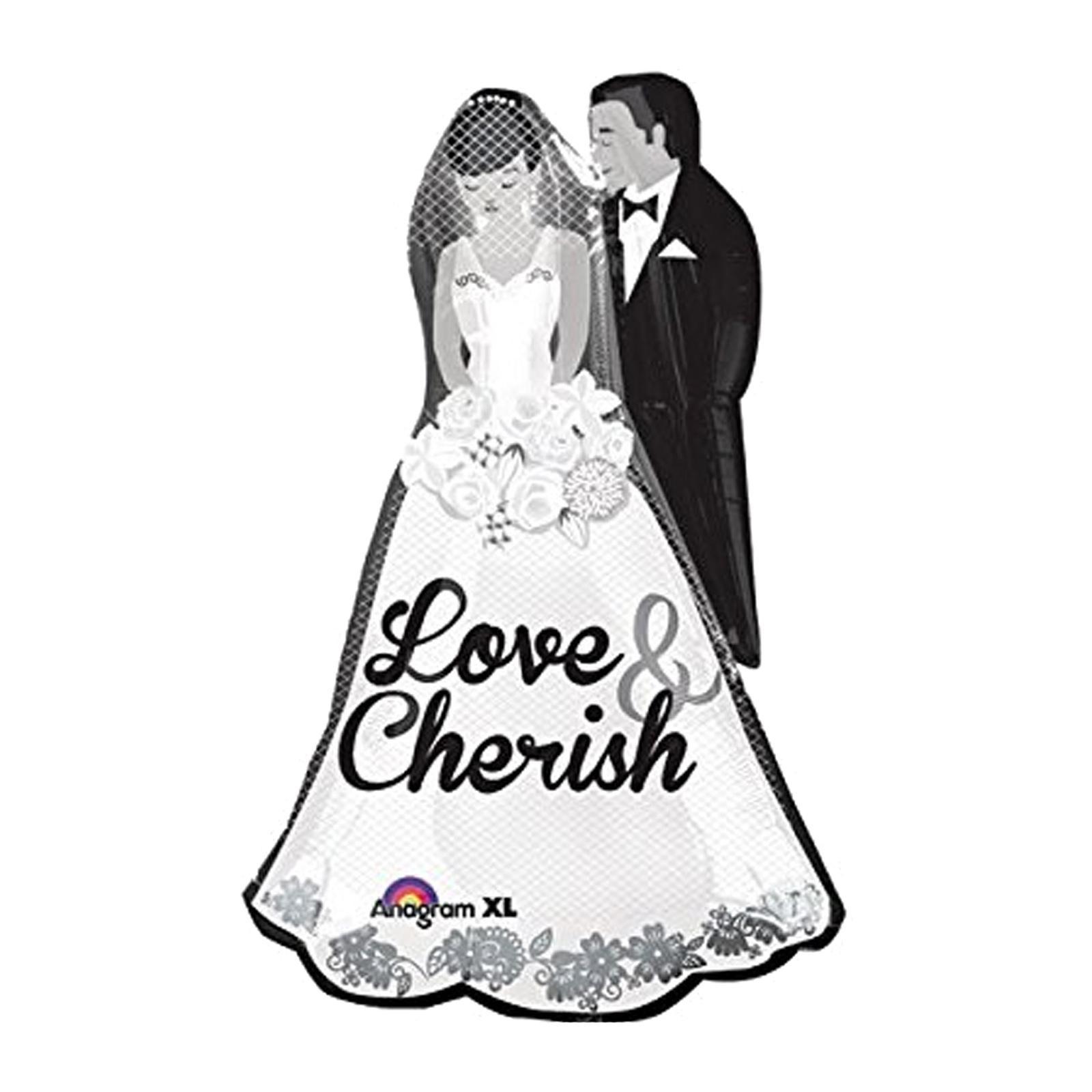 Love and Cherish Couple SuperShape Balloon 22 x 34in Balloons & Streamers - Party Centre