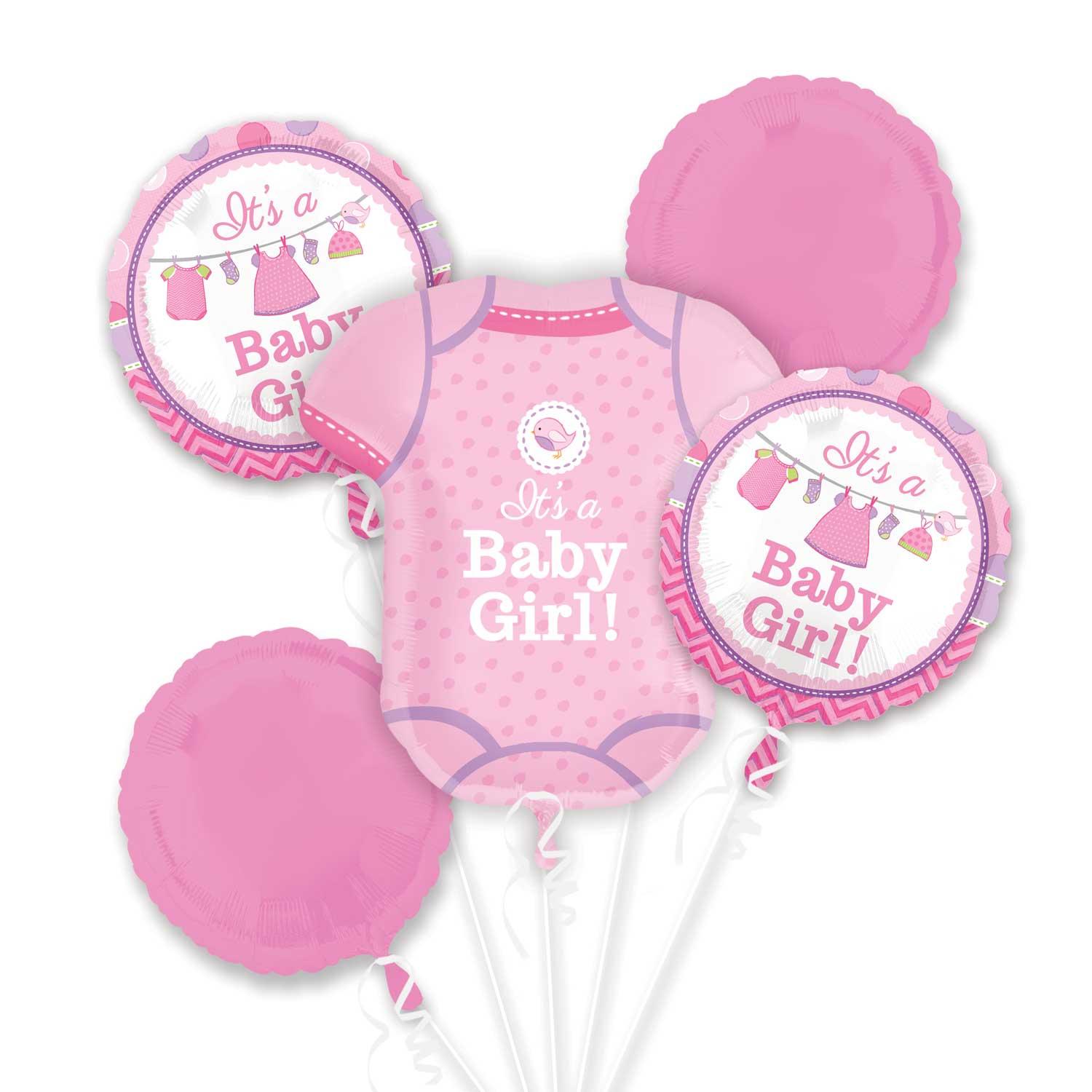 Shower With Love Girl Balloon Bouquet 5 ct Balloons & Streamers - Party Centre