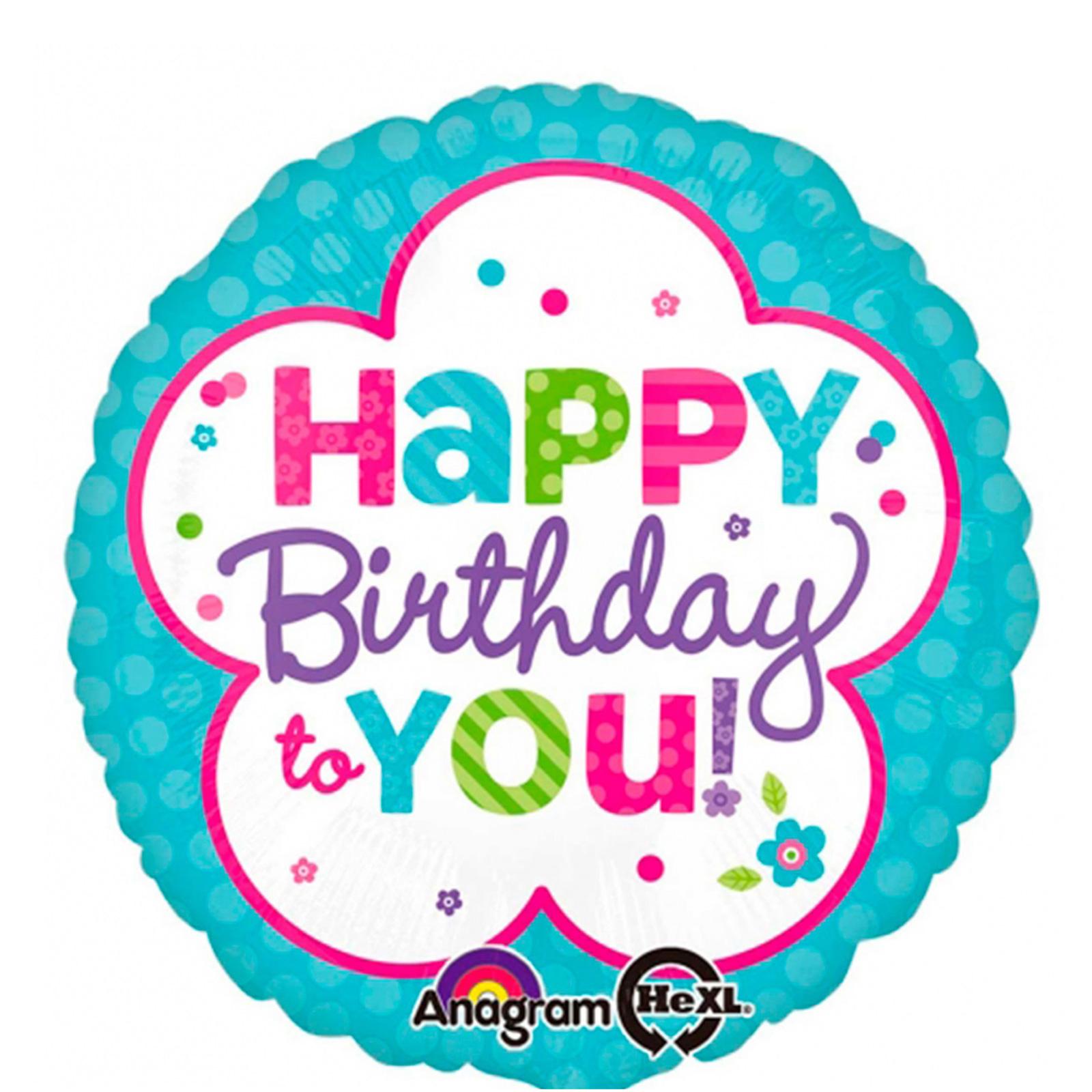 Pink & Teal Birthday Foil Balloon 18in Balloons & Streamers - Party Centre