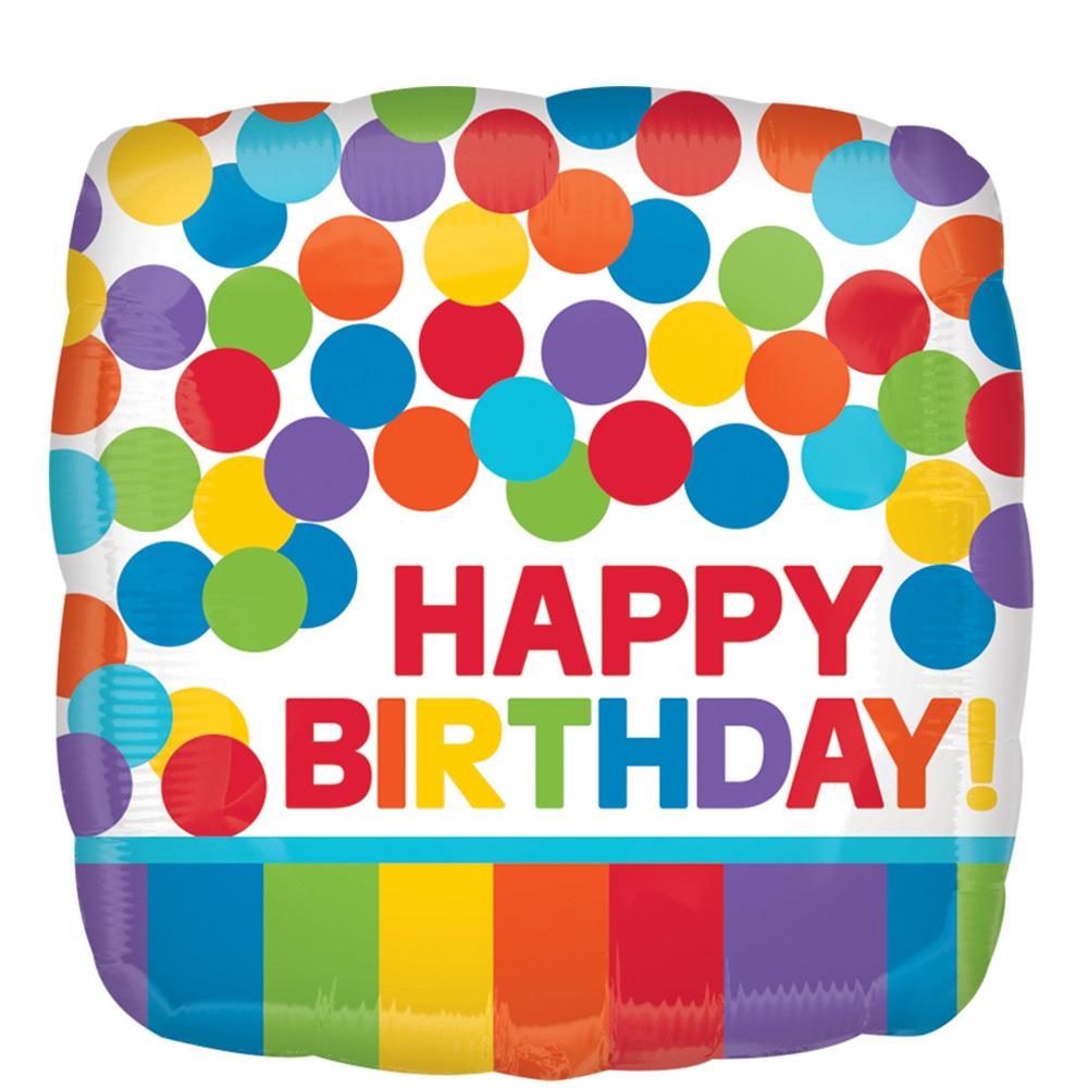 Primary Rainbow Birthday Square Balloon 18in Balloons & Streamers - Party Centre