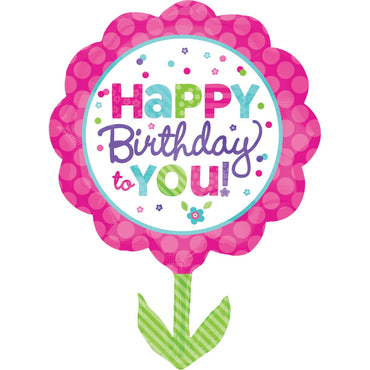 Pink & Teal Birthday SuperShape Balloon 21x29in Balloons & Streamers - Party Centre