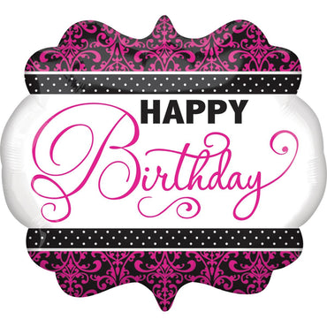 Pink, Black & White Birthday SuperShape Balloon Balloons & Streamers - Party Centre