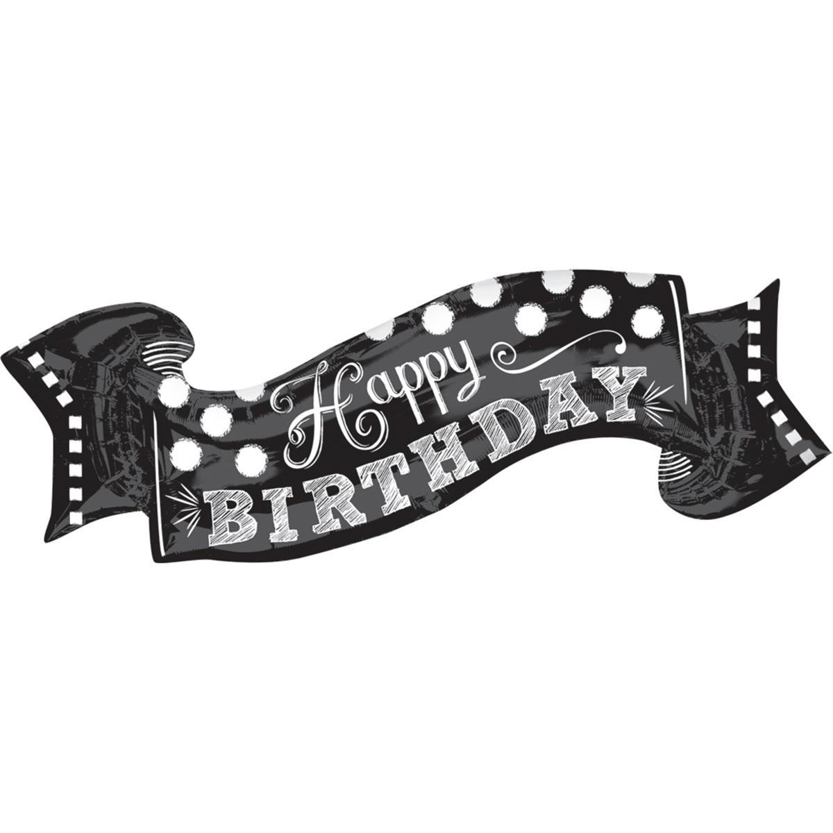 Black & White Chalkboard Birthday SuperShape Balloon Balloons & Streamers - Party Centre