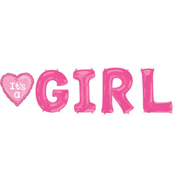 G-I-R-L Letter Bunch Foil Balloons 5pcs Balloons & Streamers - Party Centre