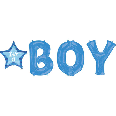 B-O-Y Letter Bunch 4pcs Balloons & Streamers - Party Centre