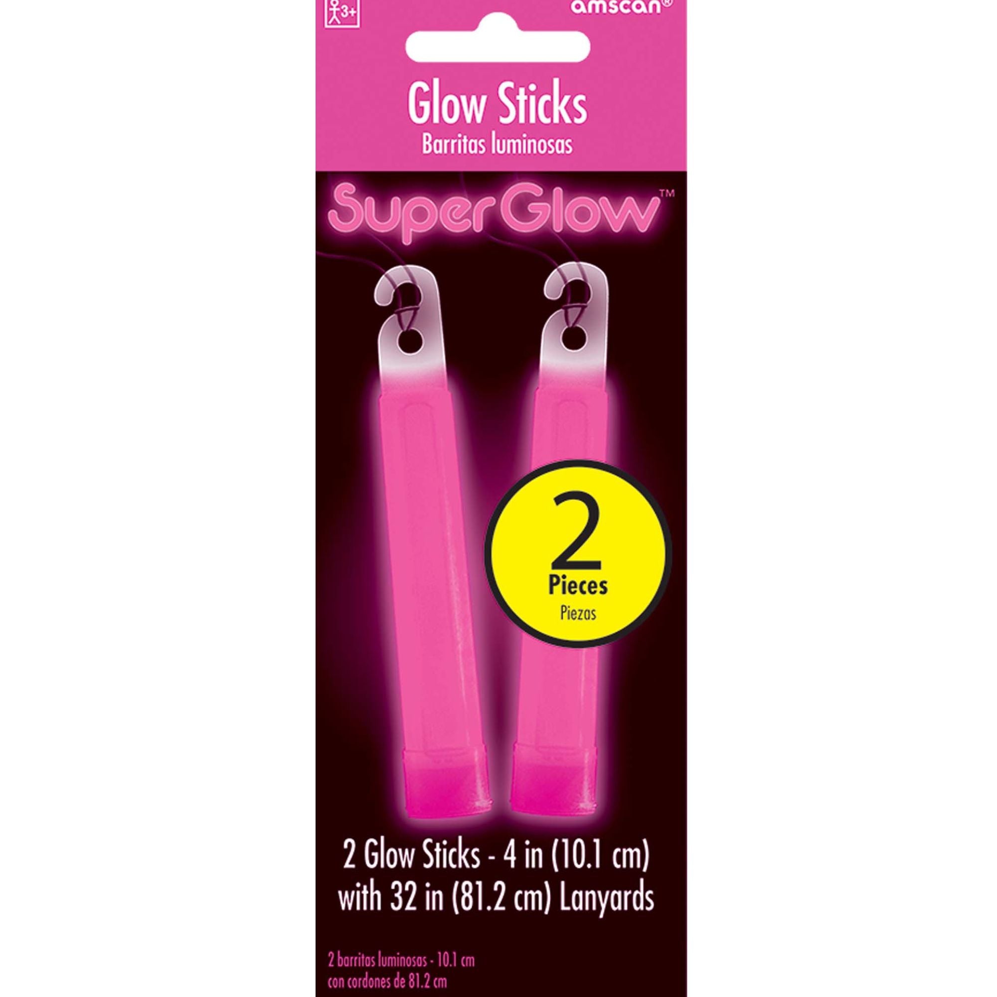 Pink Glow Sticks 4in, 2pcs
