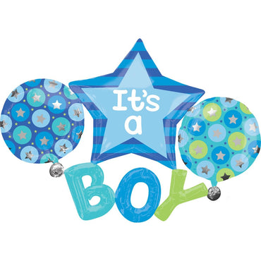 It's A B-O-Y Multi-Balloon 53 x 39in Balloons & Streamers - Party Centre