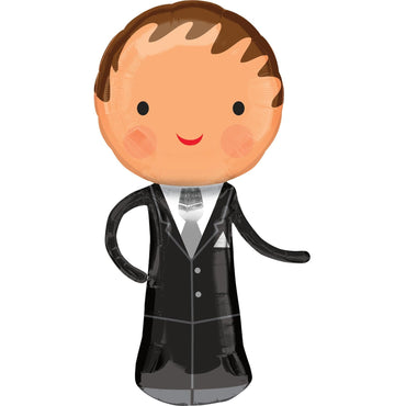 Handsome Groom SuperShape Foil Balloon 19 x 40in Balloons & Streamers - Party Centre