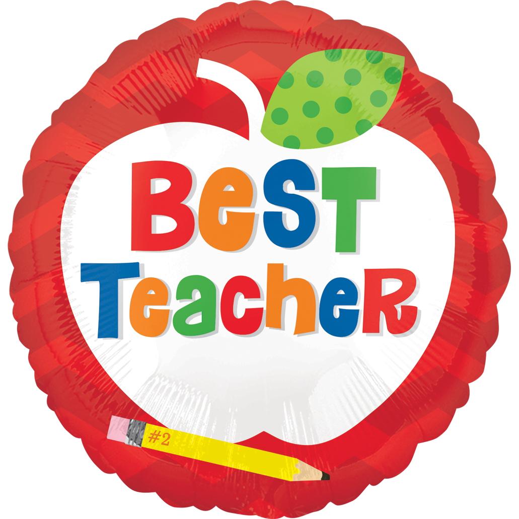 Best Teacher Apple Foil Balloon 18in Balloons & Streamers - Party Centre