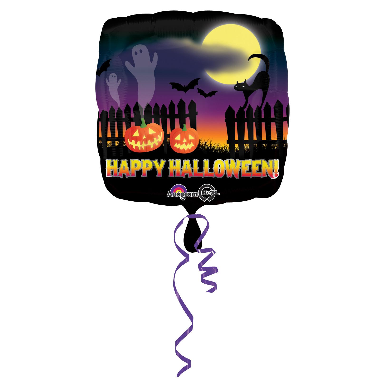 Haunted Halloween Scene Foil Balloon 18in Balloons & Streamers - Party Centre