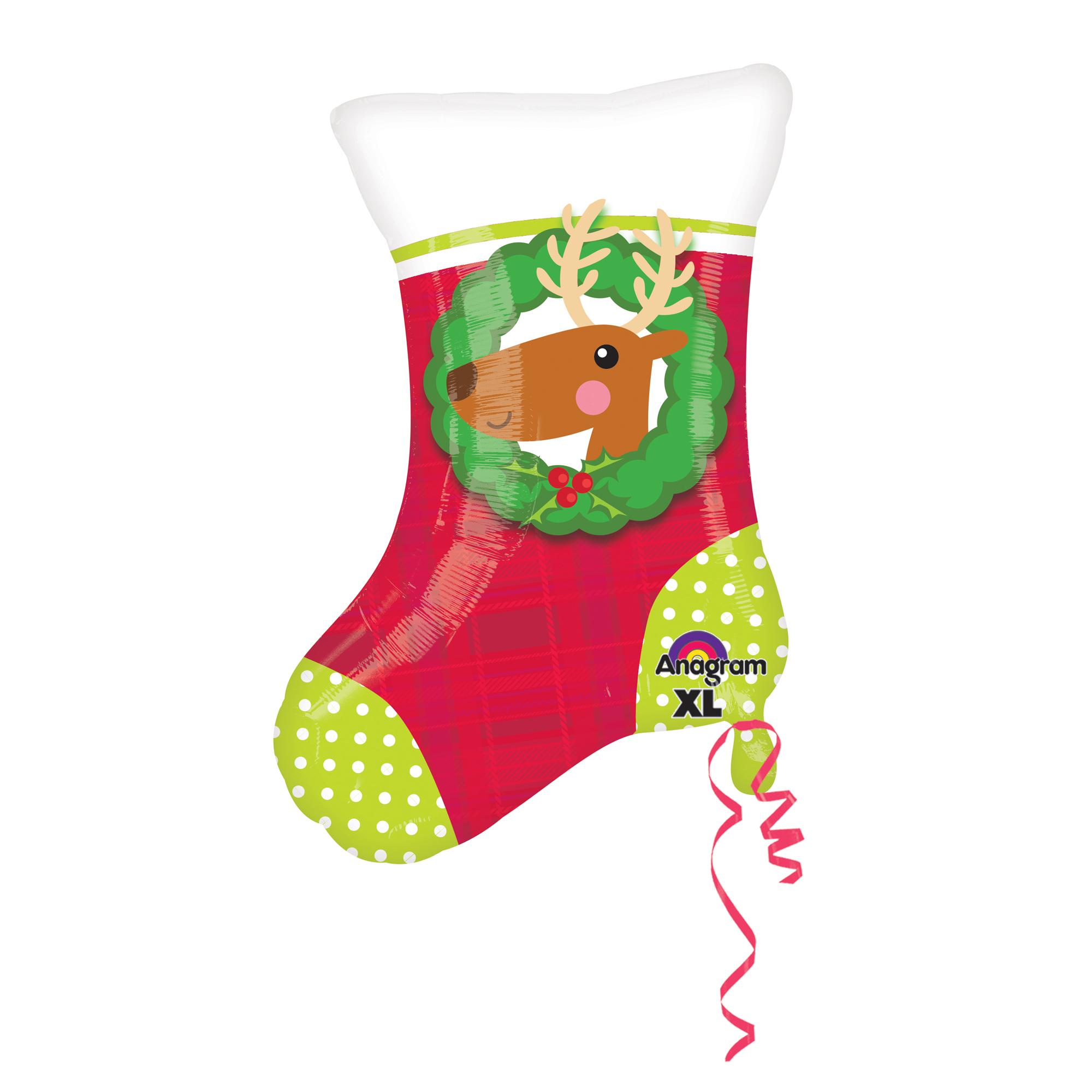 Christmas Stocking Junior Shape Balloon 20in Balloons & Streamers - Party Centre