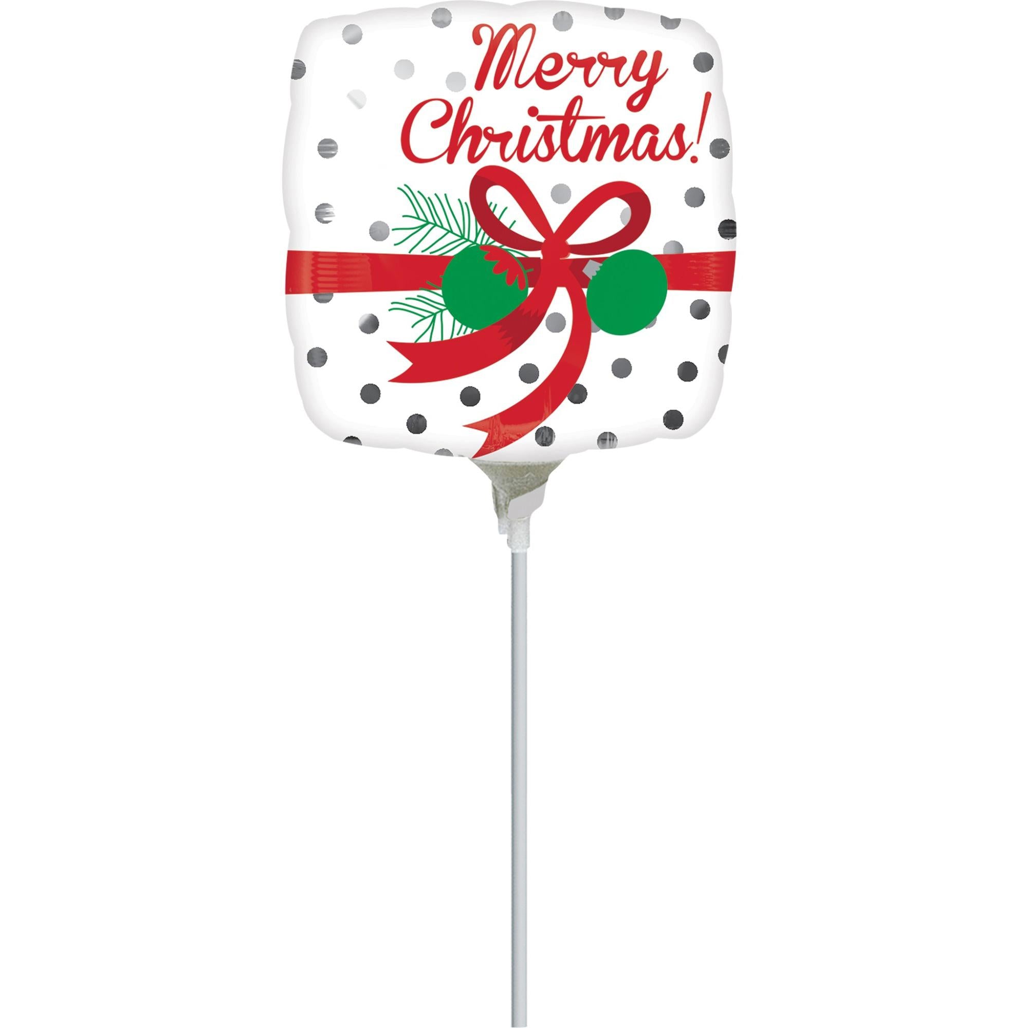 Merry Christmas Silver Dots Mini Foil Balloon 9in Balloons & Streamers - Party Centre