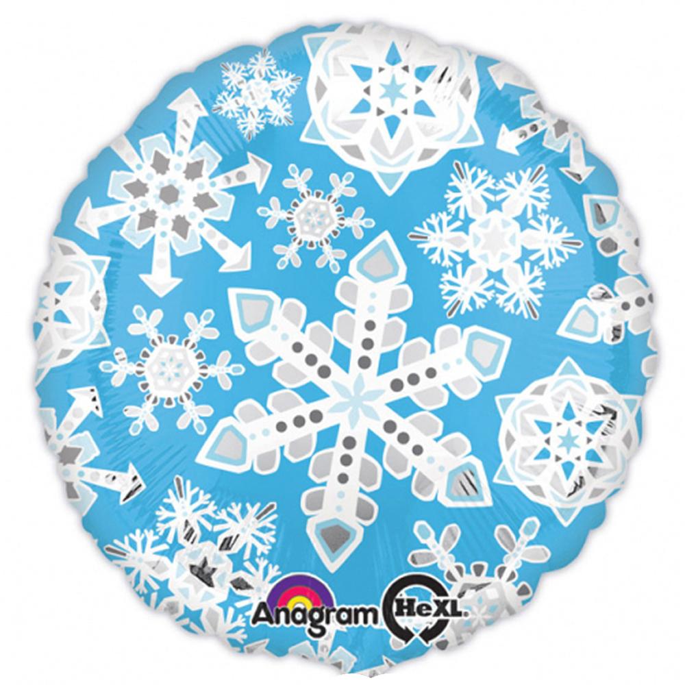 Blue & White Frosty Snowflakes Foil Balloons 18in Balloons & Streamers - Party Centre