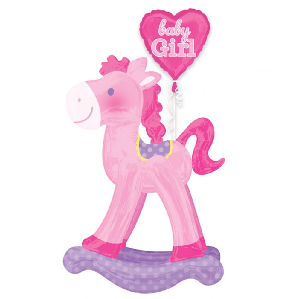 Rocking Horse Pink AirWalkers Foil Balloon 23x50in Balloons & Streamers - Party Centre