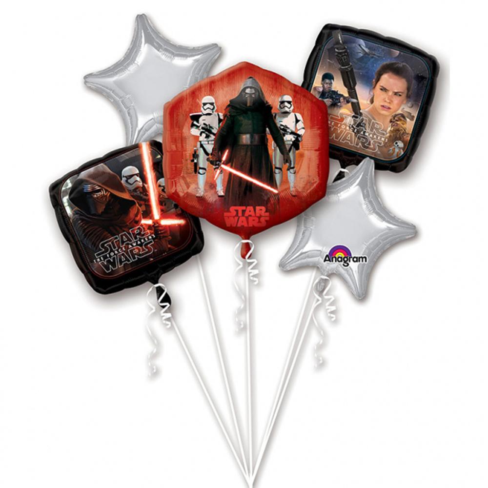 Star Wars The Force Awakens Birthday Bouquet Balloon 5ct Balloons & Streamers - Party Centre