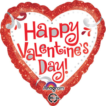 HVD Red Glitter Foil Balloon 18in Balloons & Streamers - Party Centre