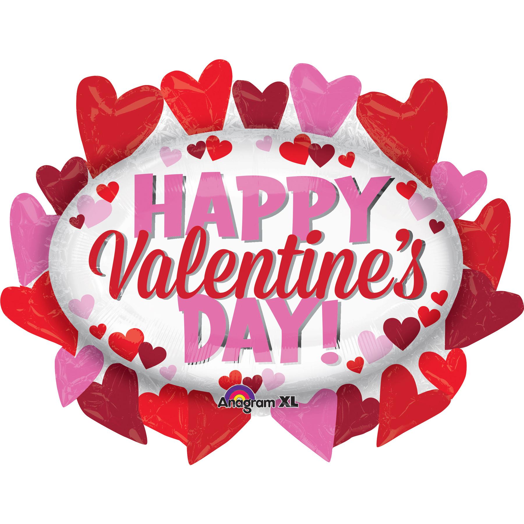 Happy Valentines Day Heart Marquee SuperShape Balloon Balloons & Streamers - Party Centre