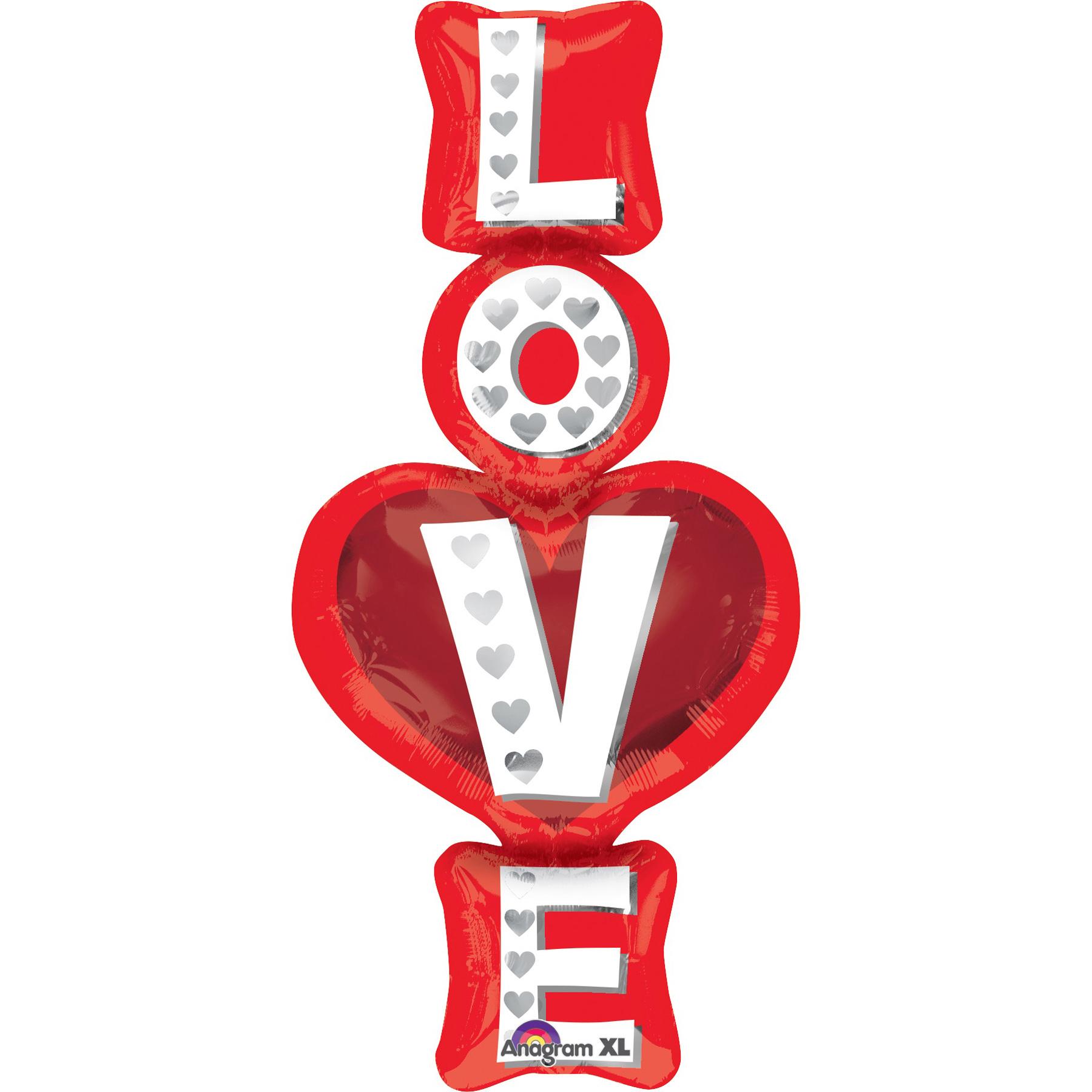 Love Stacked SuperShape Foil Balloon 20x39in Balloons & Streamers - Party Centre