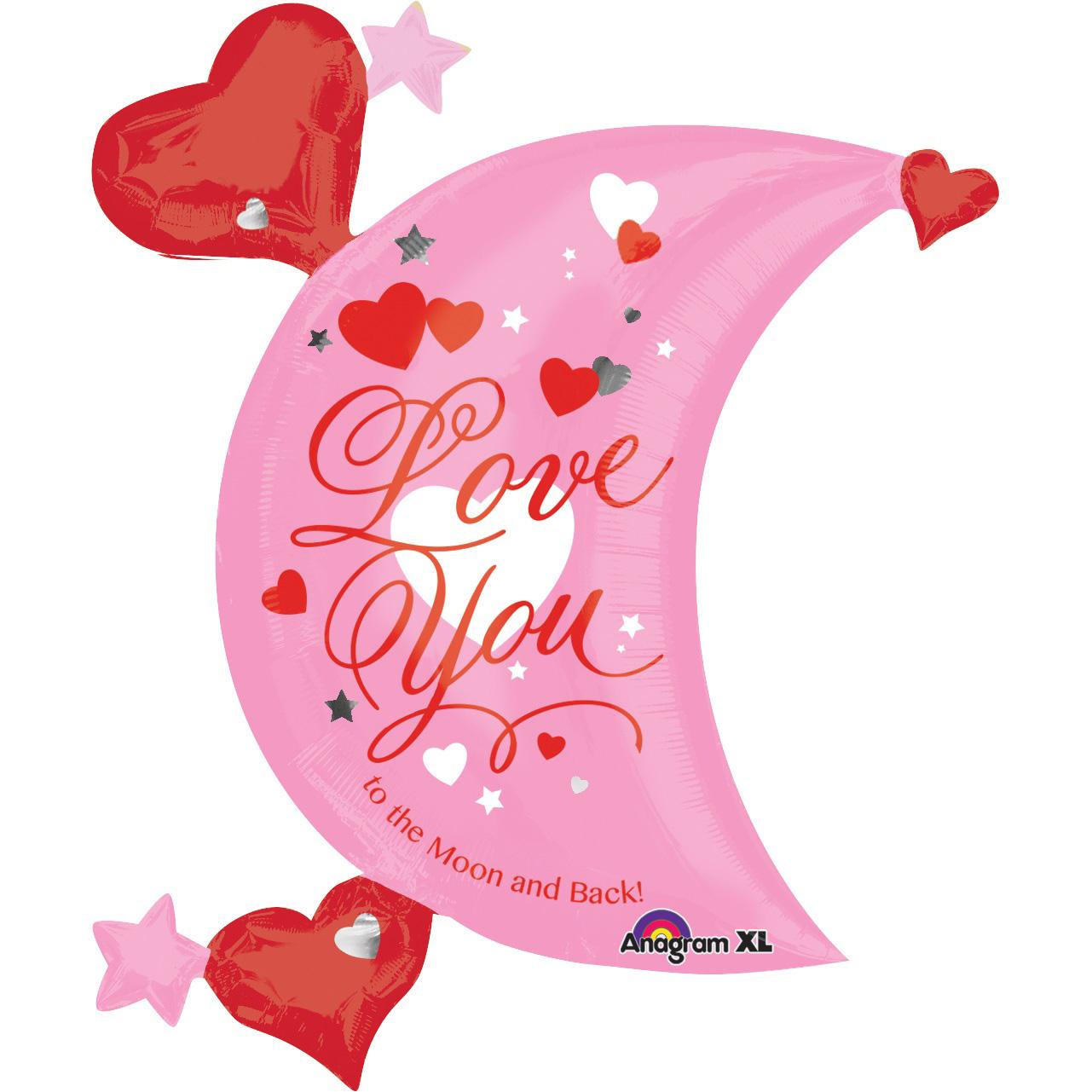 Love You Moon SuperShape Balloon 27x32in Balloons & Streamers - Party Centre