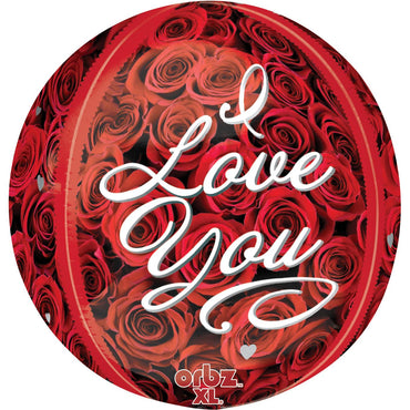 I Love You Roses Orbz Foil Balloon 38x40cm Balloons & Streamers - Party Centre