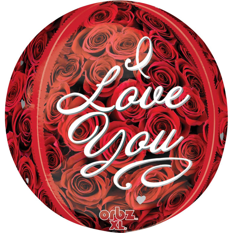 I Love You Roses Orbz Foil Balloon 38x40cm Balloons & Streamers - Party Centre