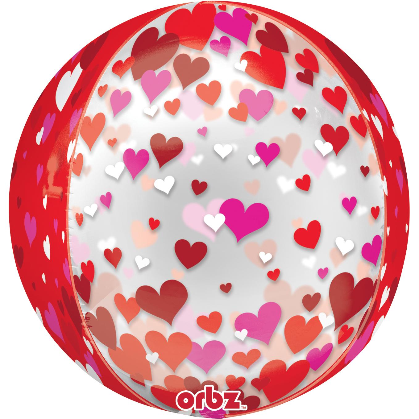Floating Hearts Orbz Foil Balloon 38x40cm Balloons & Streamers - Party Centre