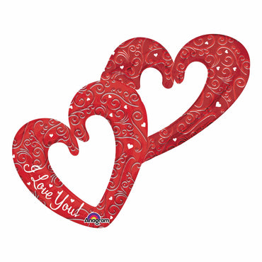 Love Interlocking Hearts Multi Foil Balloon 53in Balloons & Streamers - Party Centre