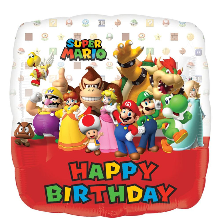 Shop Now Mario Bros. Happy Birthday Square Balloon 18in Party