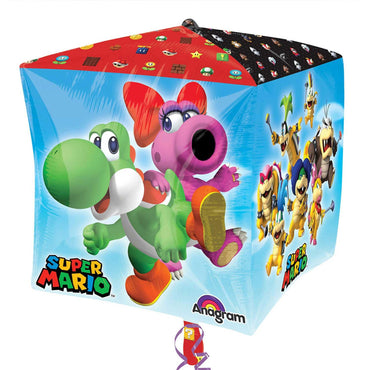 Mario Bros Ultra Shape Cubez 15in Balloons & Streamers - Party Centre