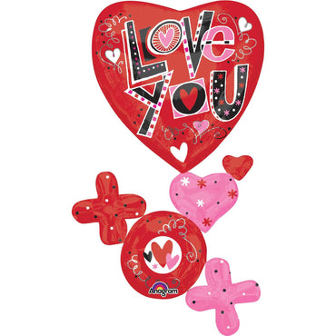 XO Love You Multi-Balloon Balloons & Streamers - Party Centre