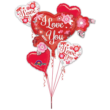 I Love You Flowers Bouquet 5ct Balloons & Streamers - Party Centre