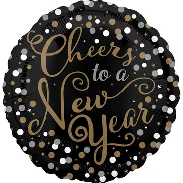 Happy New Year Confetti Celebration Foil Balloon 18in Balloons & Streamers - Party Centre
