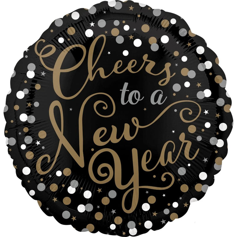 Happy New Year Confetti Celebration Foil Balloon 18in Balloons & Streamers - Party Centre